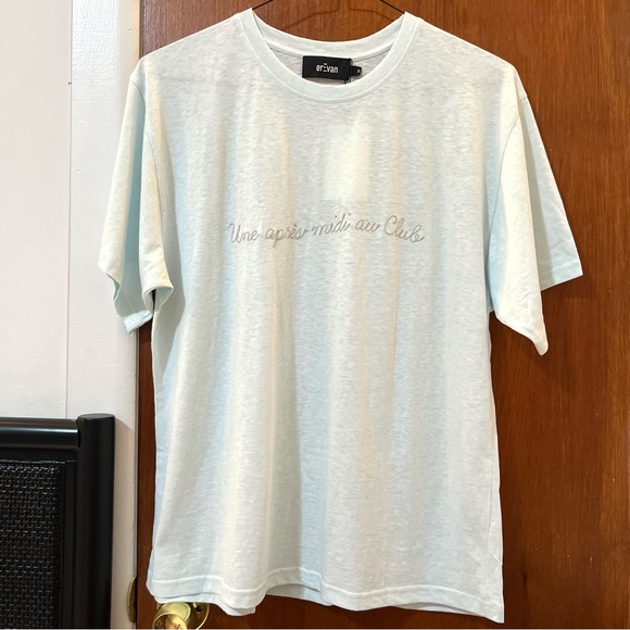 EREVAN Light Blue Men's T-Shirt, 100% cotton, Embroidered, size M, NWT - Picture 6 of 10